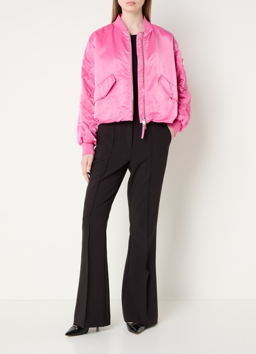 Beaumont Hady bomberjack met klepzakken en glanzende finish - voorkant 3 roze