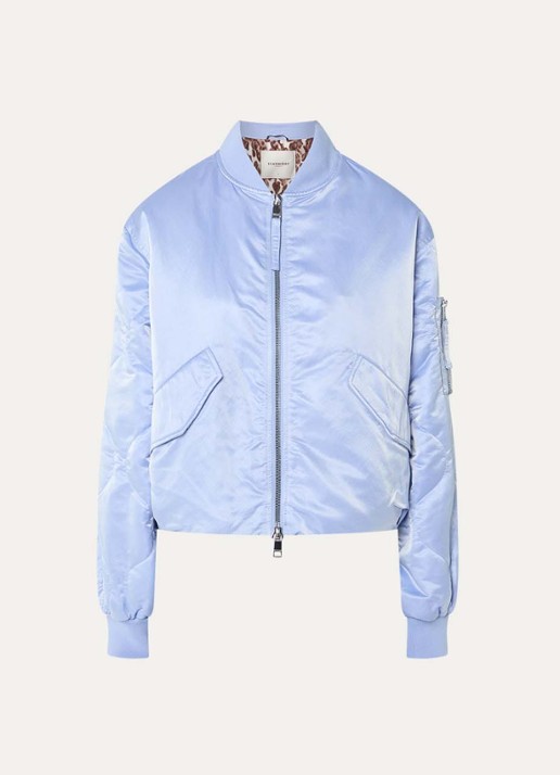 Beaumont Hady bomberjack met klepzakken en glanzende finish - voorkant blauw