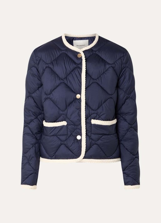 Beaumont Heidi gewatteerd jack met quilt patroon - voorkant donkerblauw