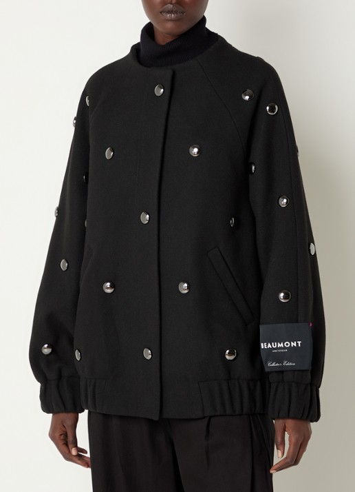 Beaumont Hendrix jack met sierknopen - detail zwart