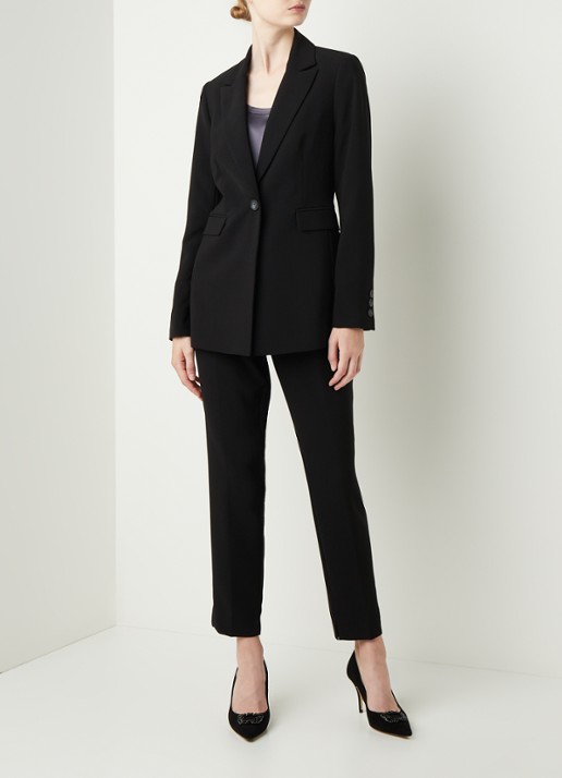Beaumont Longline blazer van crêpe met klepzakken - voorkant 4 zwart