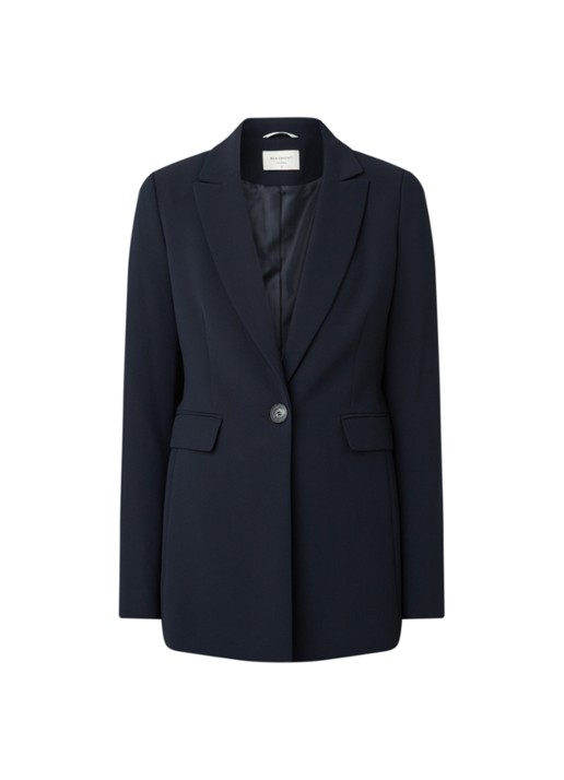 Beaumont Longline blazer van crêpe met klepzakken - voorkant 2 donkerblauw