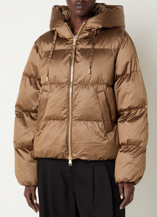 Beaumont Marian puffer jack met ritszakken - detail lichtbruin