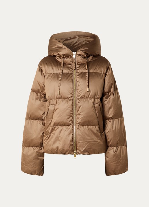 Beaumont Marian puffer jack met ritszakken - voorkant 2 lichtbruin