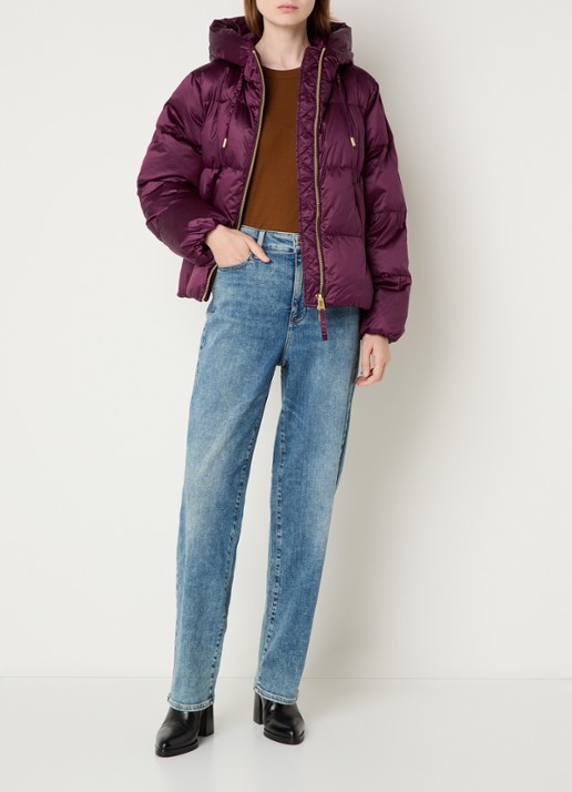 Beaumont Marian puffer jack met ritszakken - voorkant 3 aubergine