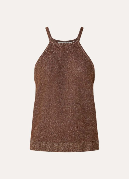 Beaumont Tracy grofgebreide tanktop met lurex - voorkant 2 hazelnootbruin