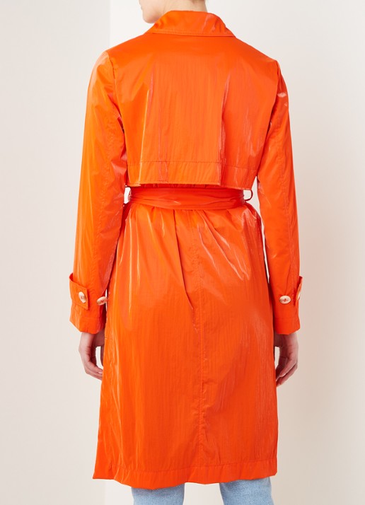 Beaumont Trenchcoat met strikceintuur en steekzakken - achterkant 2 orange