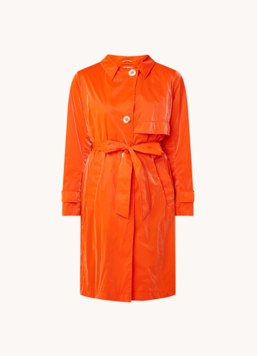 Beaumont Trenchcoat met strikceintuur en steekzakken - voorkant 3 orange