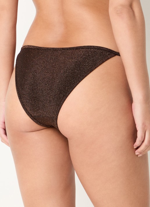 Becksöndergaard Beam Baila brazilian bikinislip met lurex - achterkant chocoladebruin