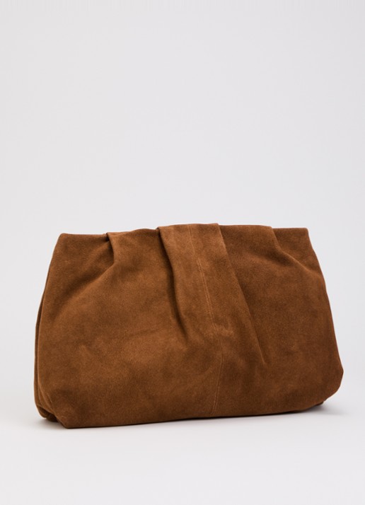 Becksöndergaard Clutch van suède met plooidetail - achterkant 5 roestbruin