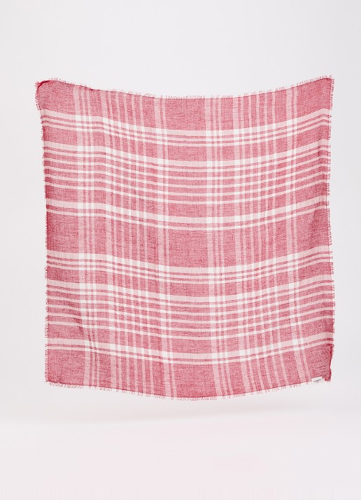 Becksöndergaard Cowea sjaal met ruitdessin 55 x 55 cm - detail rood