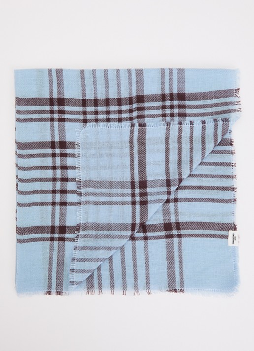 Becksöndergaard Cowea sjaal met ruitdessin 55 x 55 cm - voorkant 3 blauw