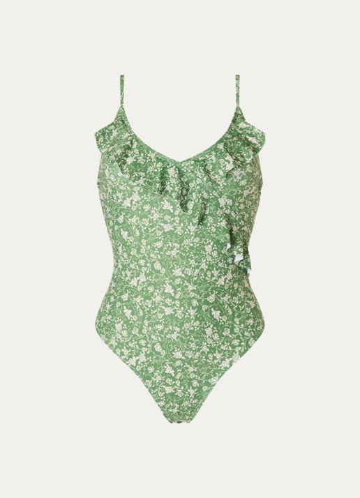 Becksöndergaard Fleurie Bly badpak met bloemenprint - voorkant 2 groen