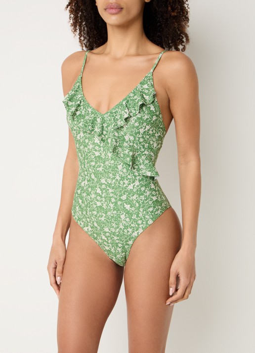 Becksöndergaard Fleurie Bly badpak met bloemenprint - voorkant 3 groen