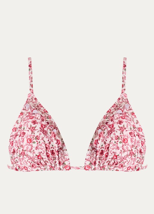 Becksöndergaard Fleuriella Bella triangel bikinitop met bloemenprint - voorkant rood