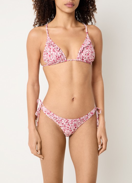 Becksöndergaard Fleuriella Bella triangel bikinitop met bloemenprint - voorkant 2 rood