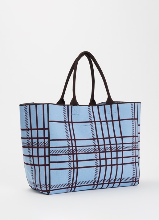 Becksöndergaard Grid Josie shopper met ruitdessin en logo - achterkant 4 lichtblauw