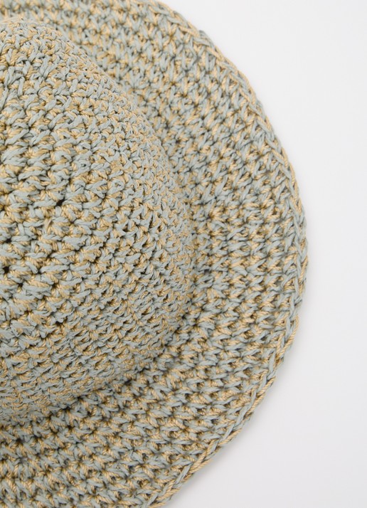 Becksöndergaard Saverina hoed van raffia - detail staalblauw