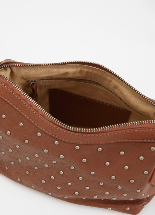 Becksöndergaard Schoudertas van leer met studs en afneembare schouderriem - detail 2 cognac
