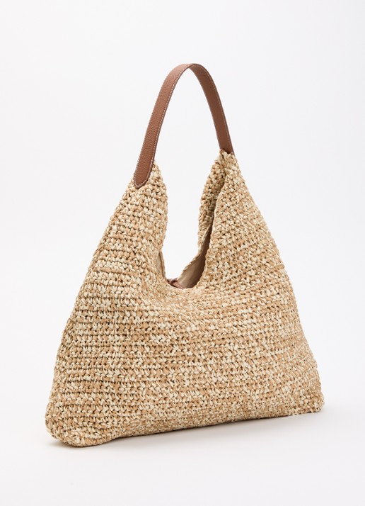 Becksöndergaard Siena schoudertas met leren details - achterkant beige