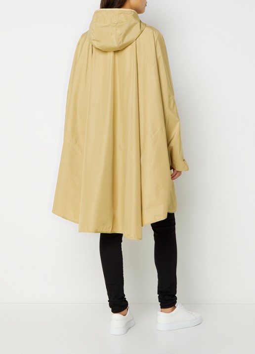 Becksöndergaard Solid oversized poncho met capuchon en ritszak - achterkant 4 khaki