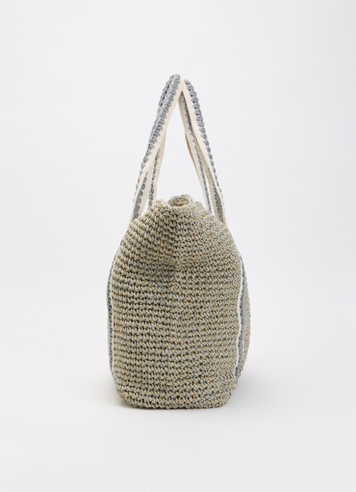 Becksöndergaard Strawchet Pheobe strandtas van raffia - detail 4 blauwgrijs