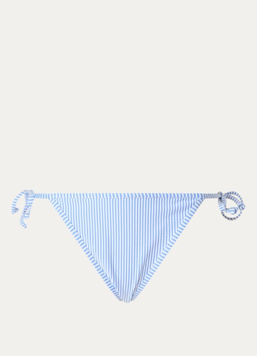 Becksöndergaard Striba Bella tanga bikinislip met streepprint - voorkant 2 lichtblauw