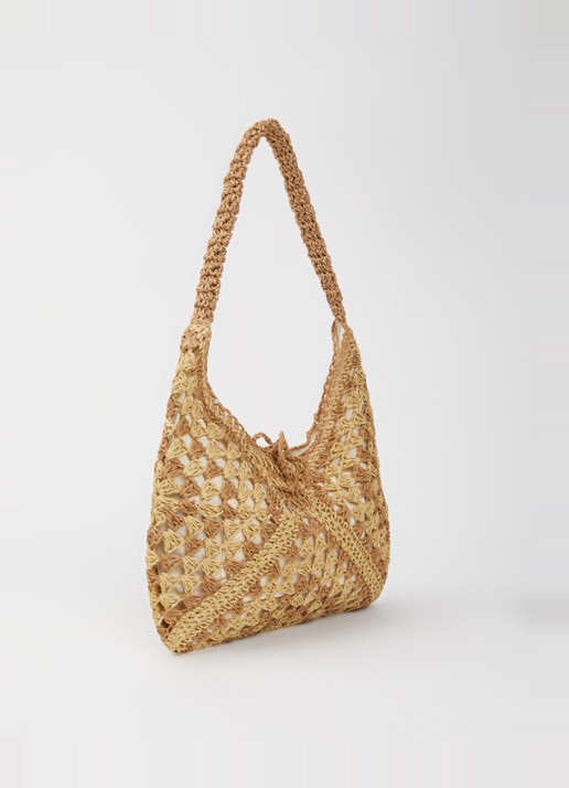 Becksöndergaard Wafted Emily strandtas van raffia - achterkant 2 beige