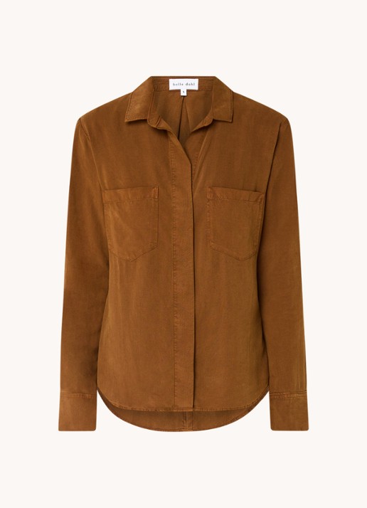 Bella Dahl Blouse  met borstzakken - voorkant 3 bruin