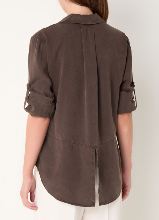 Bella Dahl Blouse  met borstzakken - achterkant 4 donkerbruin
