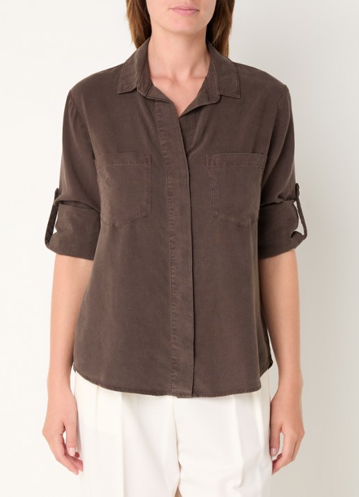 Bella Dahl Blouse  met borstzakken - detail 3 donkerbruin