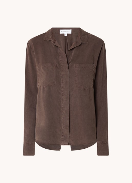 Bella Dahl Blouse  met borstzakken - voorkant donkerbruin