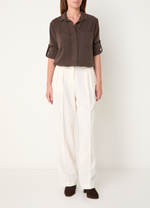 Bella Dahl Blouse  met borstzakken - voorkant 2 donkerbruin