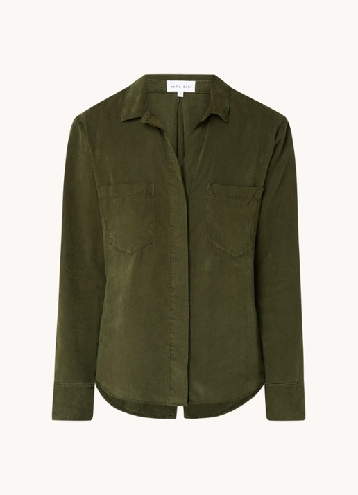 Bella Dahl Blouse  met borstzakken - voorkant legergroen