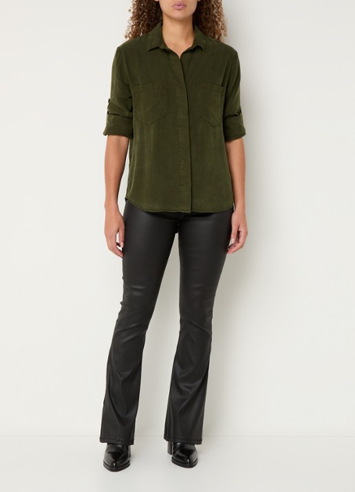 Bella Dahl Blouse  met borstzakken - voorkant 2 legergroen