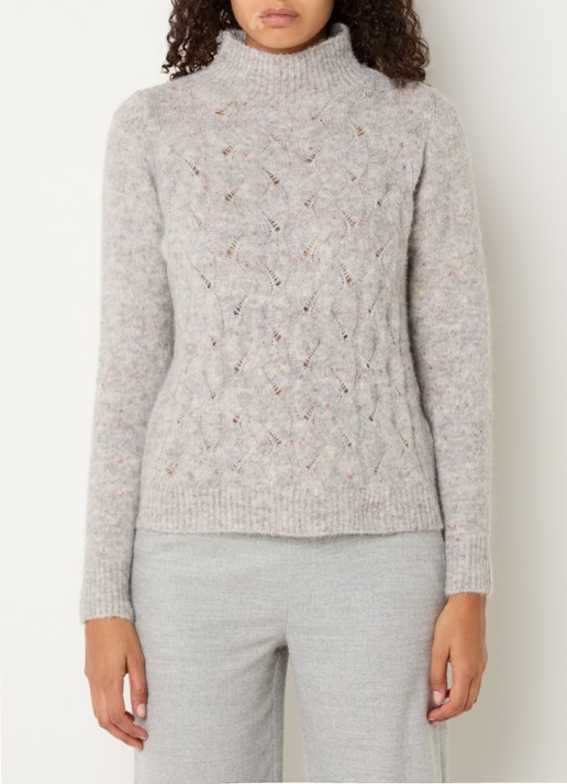 Bellamy Thebe kabelgebreide trui in alpaca wolblend - detail 2 lichtgrijs