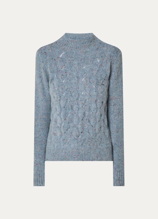 Bellamy Thebe kabelgebreide trui in alpaca wolblend - voorkant 2 blauwgrijs