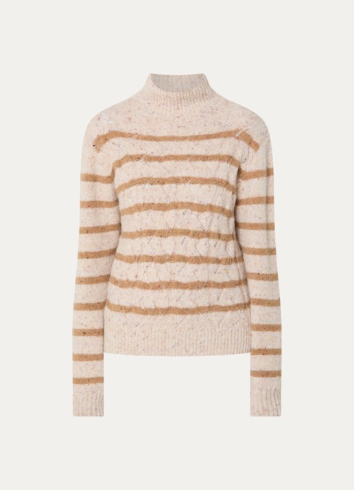 Bellamy Thebe kabelgebreide trui in alpaca wolblend - voorkant 2 creme