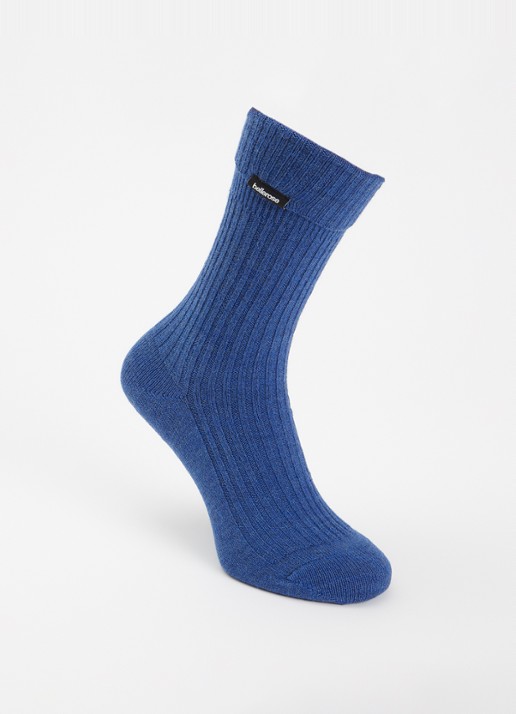 Bellerose Baniy ribgebreide sokken met gemêleerd dessin - voorkant blauw