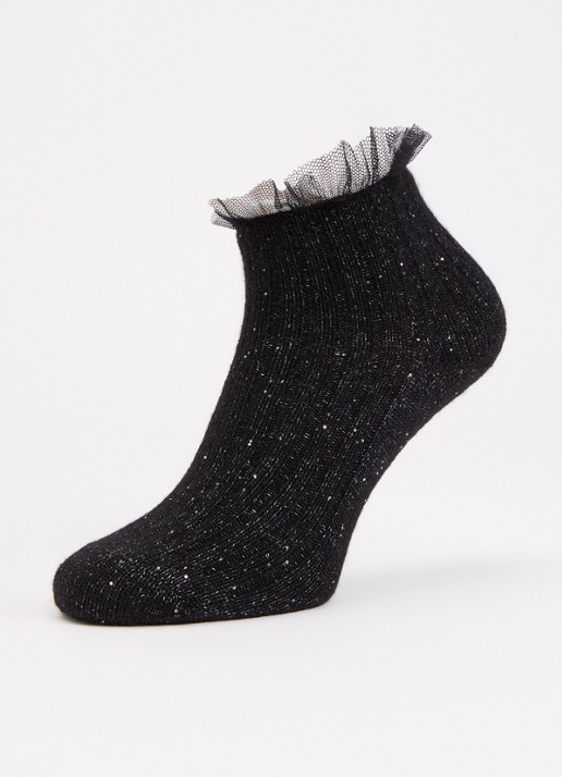 Bellerose Baso sokken in linnenblend met lurex - detail 3 zwart