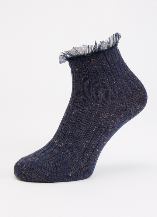 Bellerose Baso sokken in linnenblend - detail donkerblauw