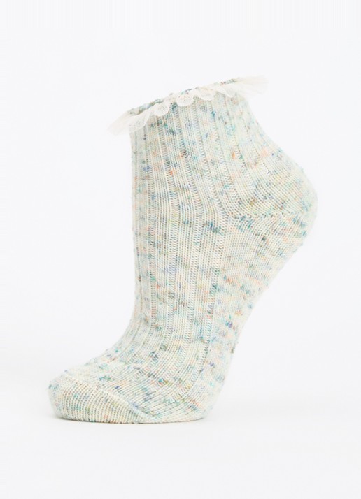 Bellerose Baso sokken in linnenblend - detail 3 lichtgroen