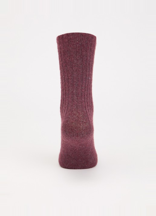 Bellerose Boti sokken in aplaca wolblend met glitter - voorkant 3 bordeauxrood
