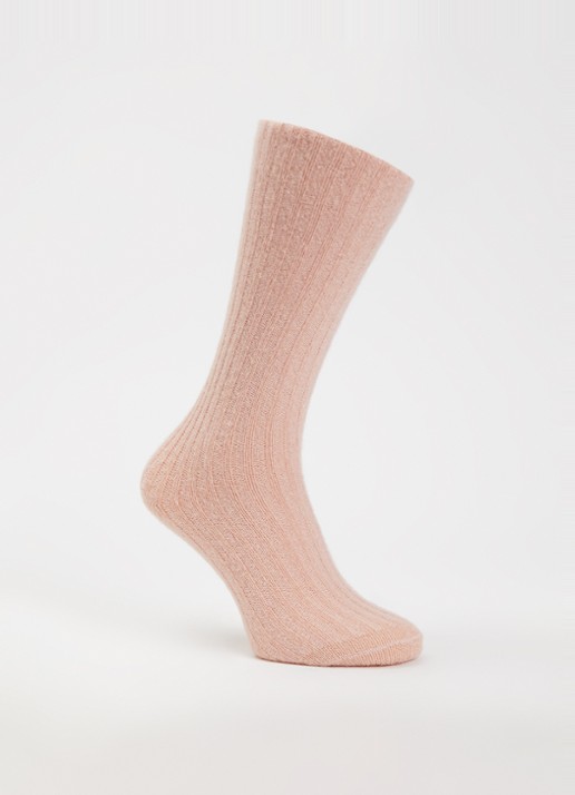 Bellerose Boti sokken in aplaca wolblend met glitter - voorkant 2 lichtroze