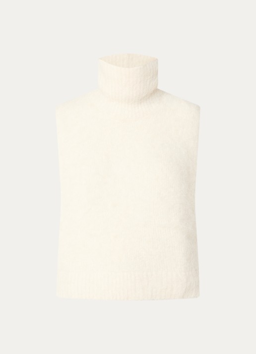 Bellerose Daren grofgebreide spencer in wolblend met col - voorkant 2 gebroken wit