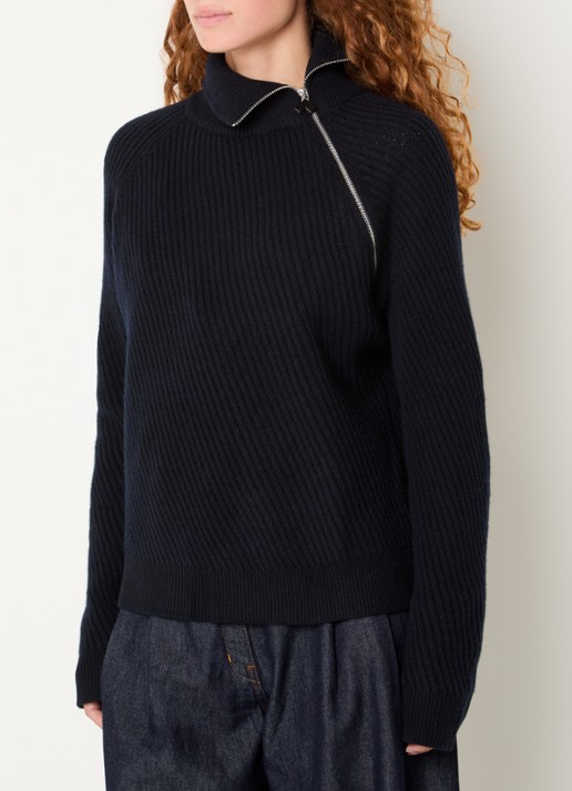 Bellerose Dorry grofgebreide trui van merino wol - detail 4 donkerblauw