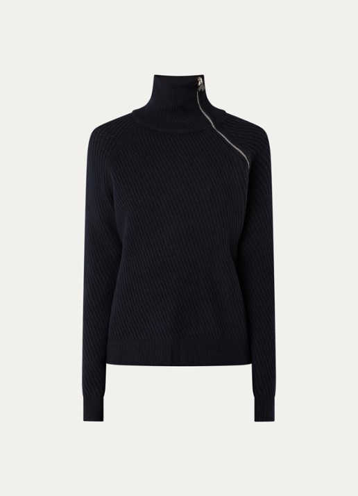 Bellerose Dorry grofgebreide trui van merino wol - voorkant donkerblauw