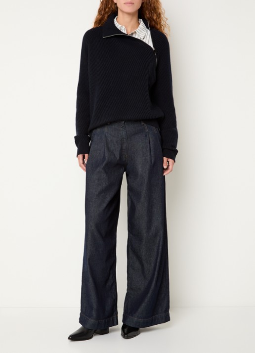 Bellerose Dorry grofgebreide trui van merino wol - voorkant 2 donkerblauw