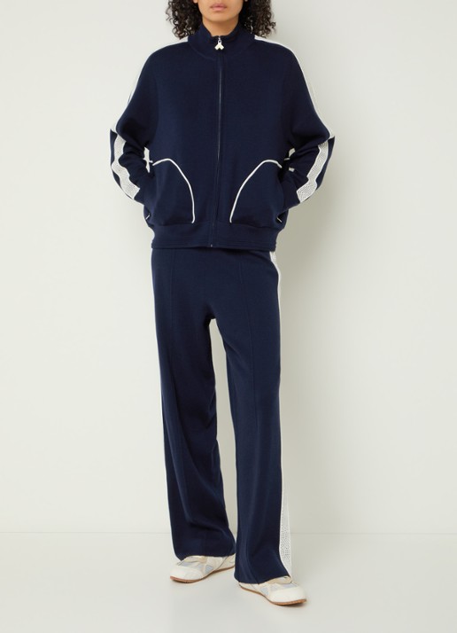 Bellerose Dousy fijngebreid vest met ritszakken - voorkant 4 donkerblauw