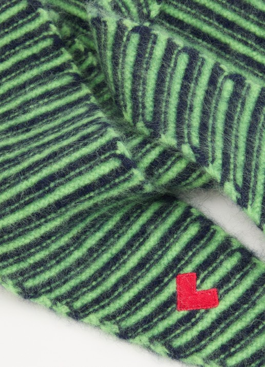 Bellerose Dusol sjaal in wolblend met streepprint 120 x 18,5 cm - detail 2 groen